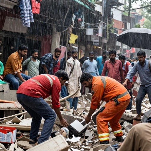Colapso de edificio en Nueva Delhi deja seis muertos