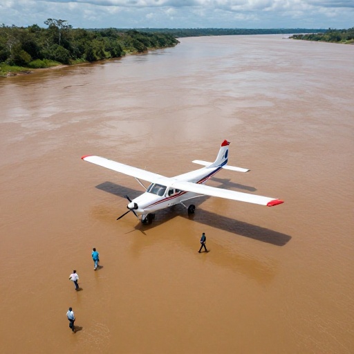 Avióneta realiza aterrizaje forzoso en la ribera del río Ucayali y sus tripulantes salen ilesos