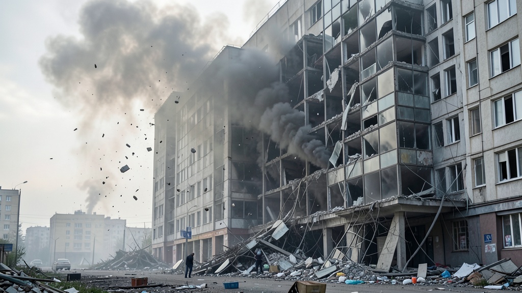 Un ataque con drones rusos deja tres fallecidos y siete heridos en un edificio de oficinas de Kiev